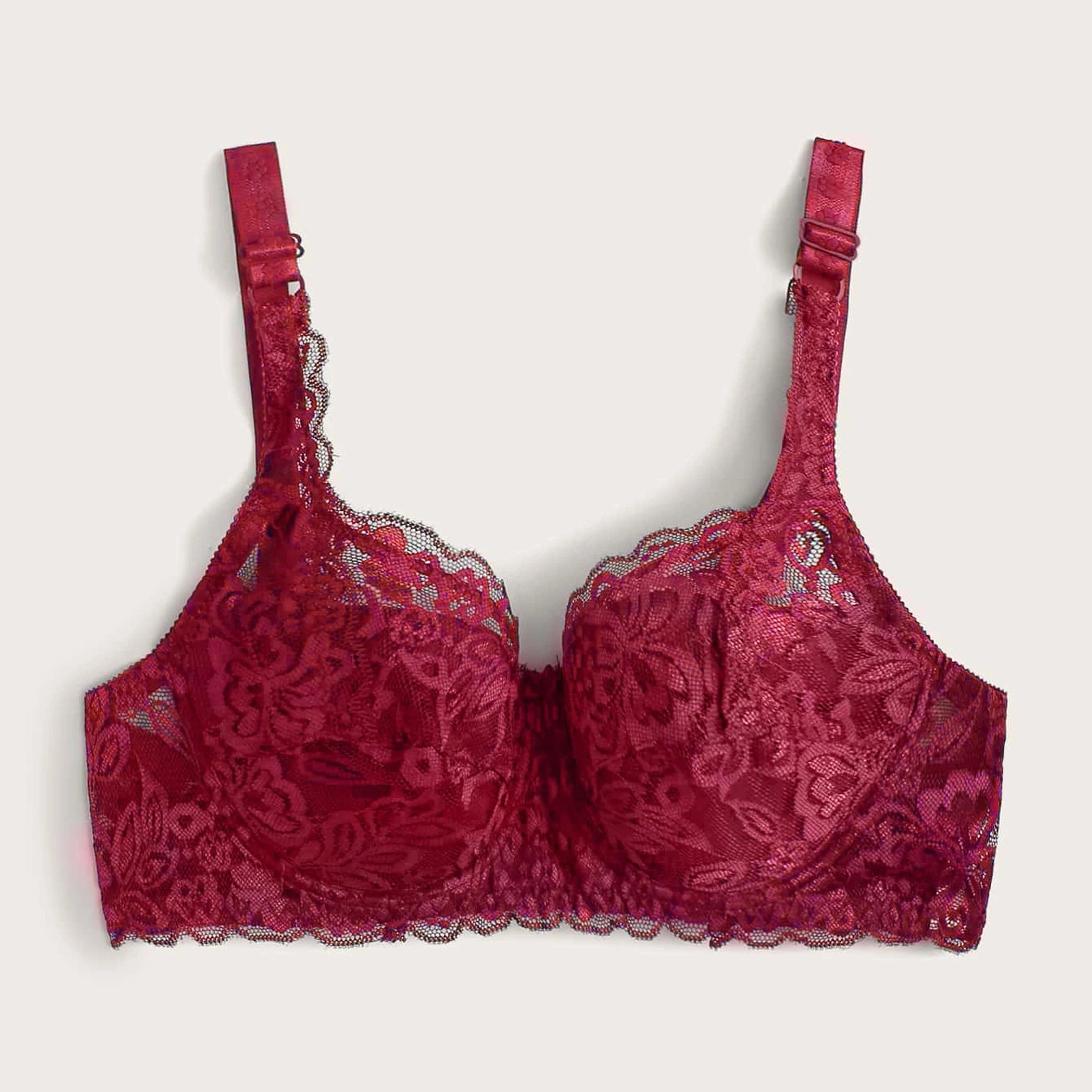 Bravellea Solid Color Bow Decor Bra - Push-Up Underwire Lace Adjustable
