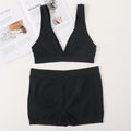 Bravellea Seamless Sports Bra & Shorts Set - V-Neck Unlined Athletic Lingerie