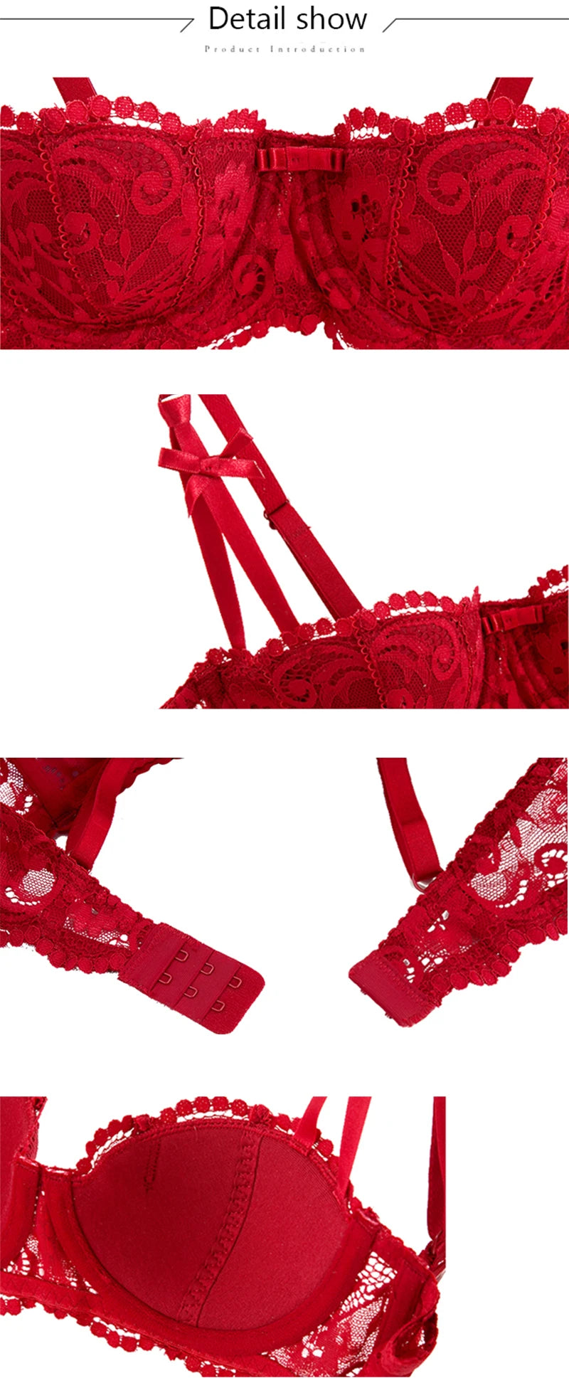 Bravellea Half Cup Balconette Bra - Plus Size Sexy Push-Up A-D Cup