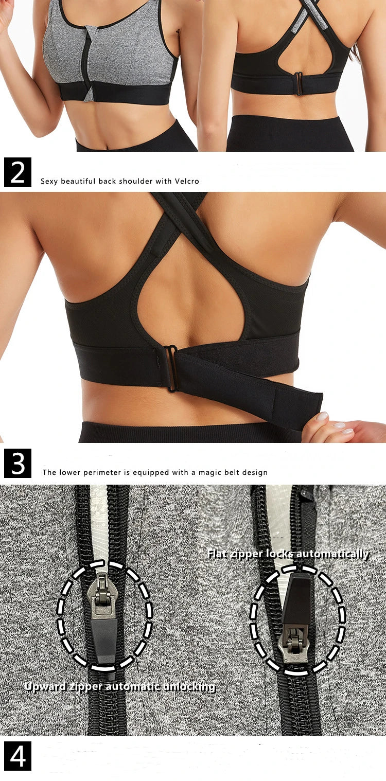 Bravellea High Impact Sports Bra - Push-Up Bralette for Fitness & Running