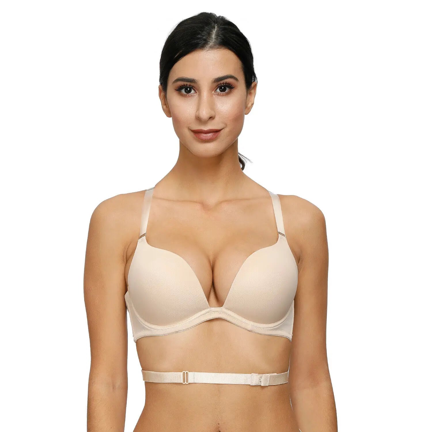 Bravellea Sexy Red Push-Up Bra - Plunge Convertible Transparent Straps A-G Cup