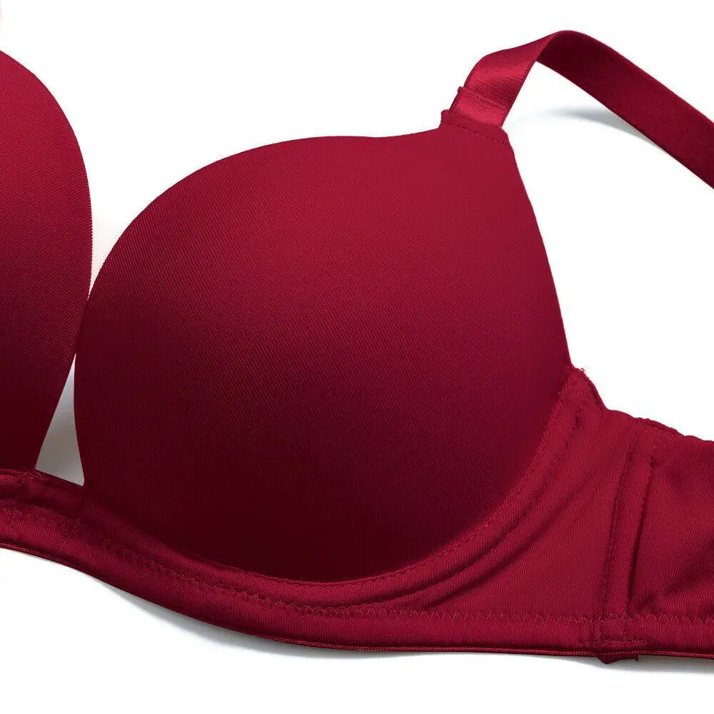 Bravellea Sexy Red Push-Up Bra - Plunge Convertible Transparent Straps A-G Cup
