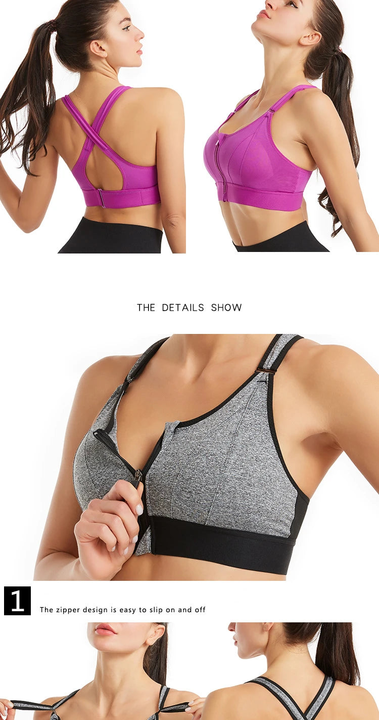 Bravellea High Impact Sports Bra - Push-Up Bralette for Fitness & Running