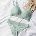 Bravellea French Triangle Cup Set - Wireless Ultra-Thin Lace Bra & Panty