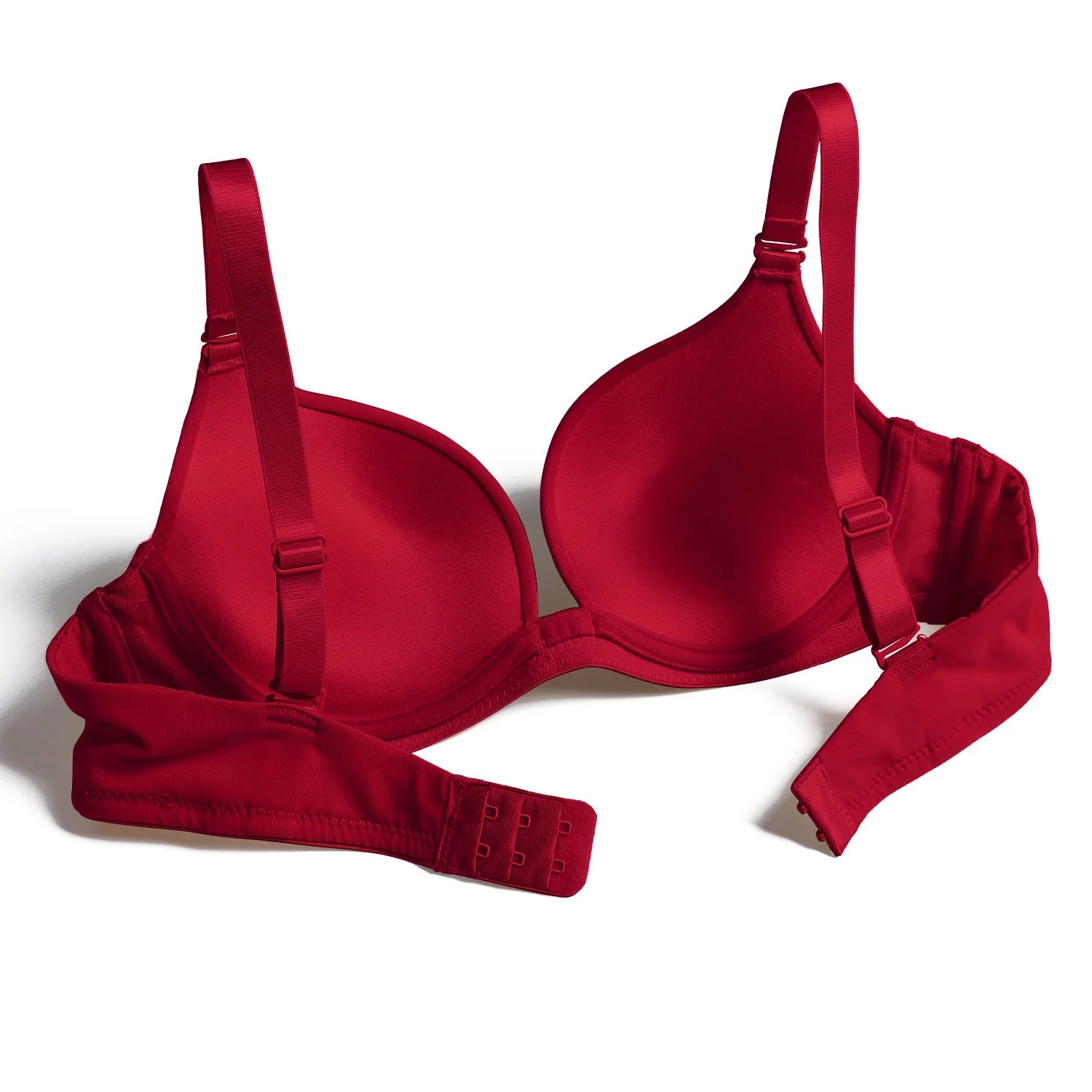 Bravellea Sexy Red Push-Up Bra - Plunge Convertible Transparent Straps A-G Cup