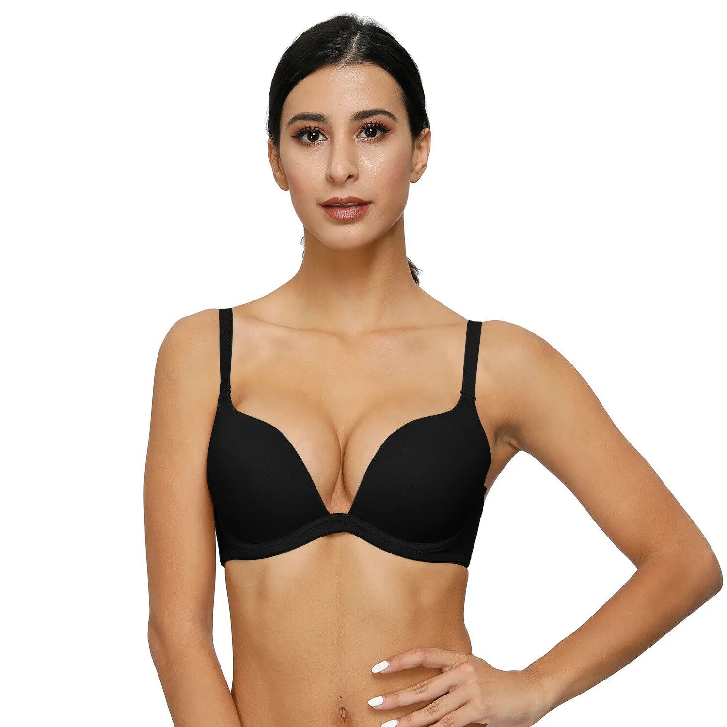 Bravellea Sexy Red Push-Up Bra - Plunge Convertible Transparent Straps A-G Cup