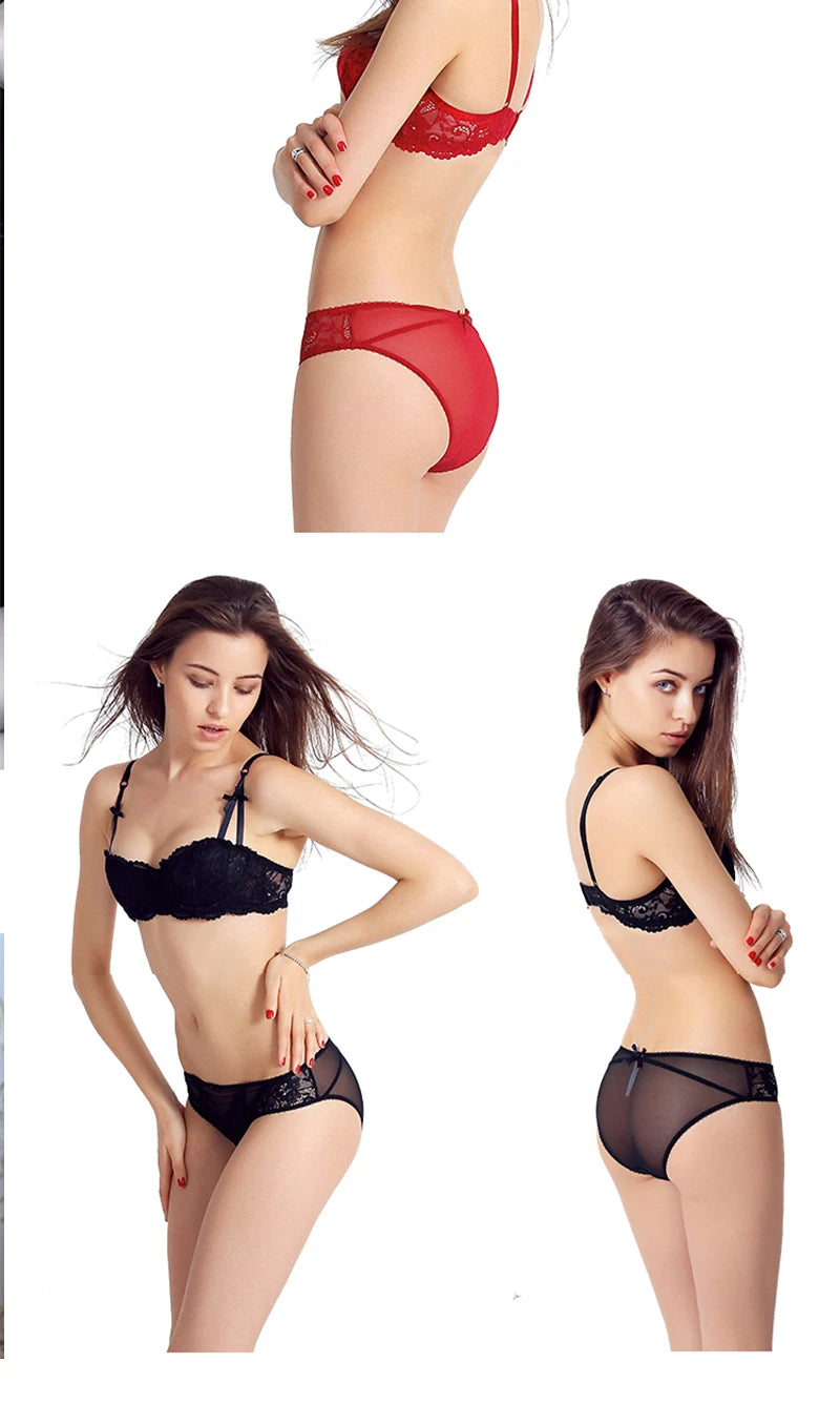 Bravellea Half Cup Balconette Bra - Plus Size Sexy Push-Up A-D Cup