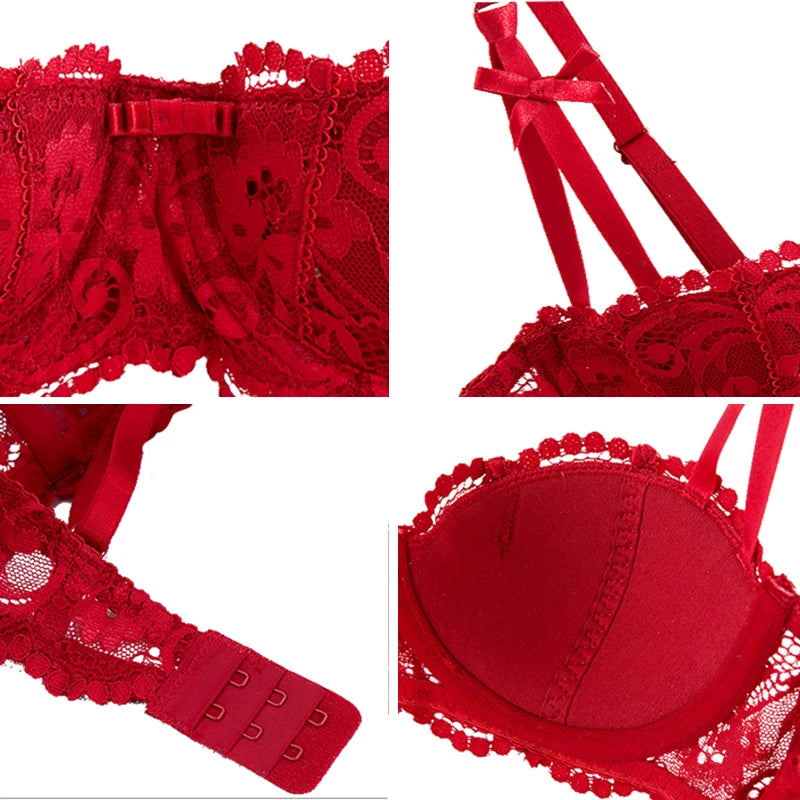 Bravellea Half Cup Balconette Bra - Plus Size Sexy Push-Up A-D Cup