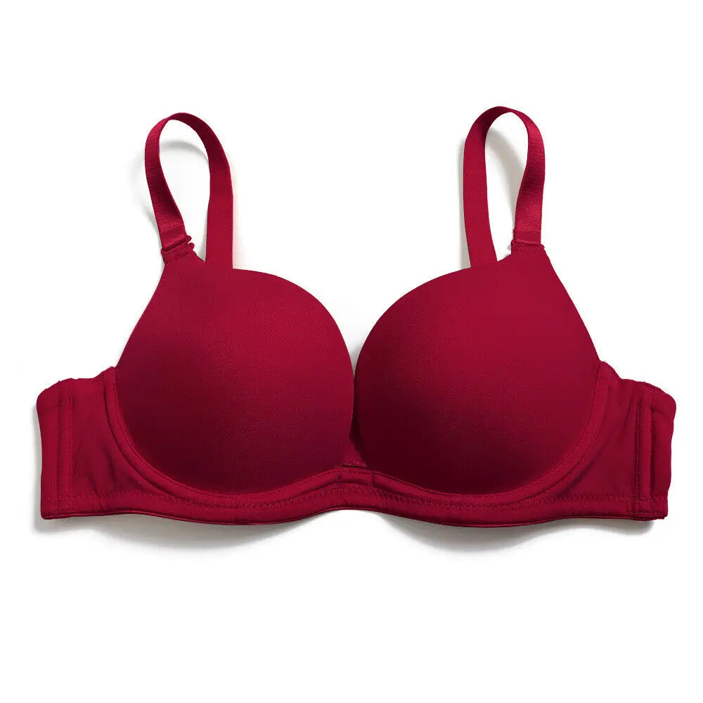 Bravellea Sexy Red Push-Up Bra - Plunge Convertible Transparent Straps A-G Cup