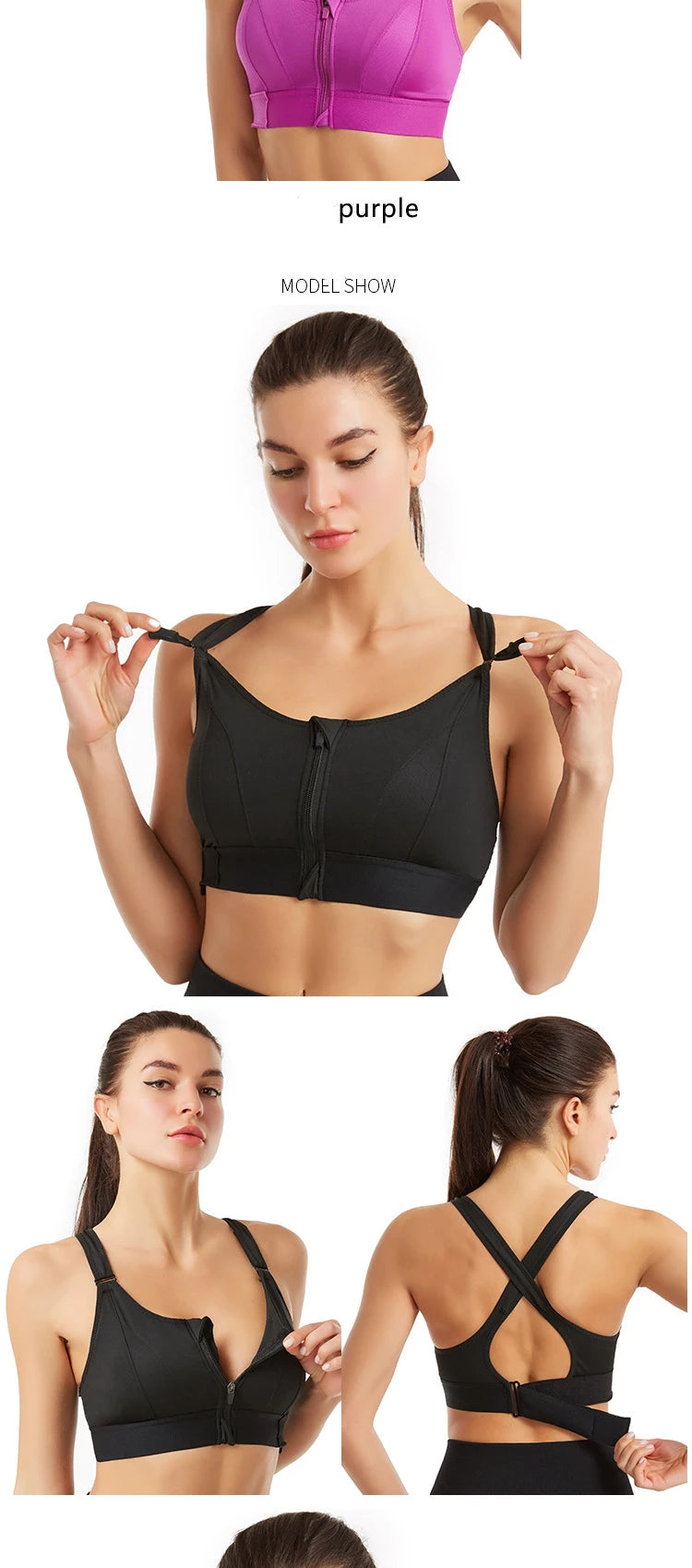 Bravellea High Impact Sports Bra - Push-Up Bralette for Fitness & Running