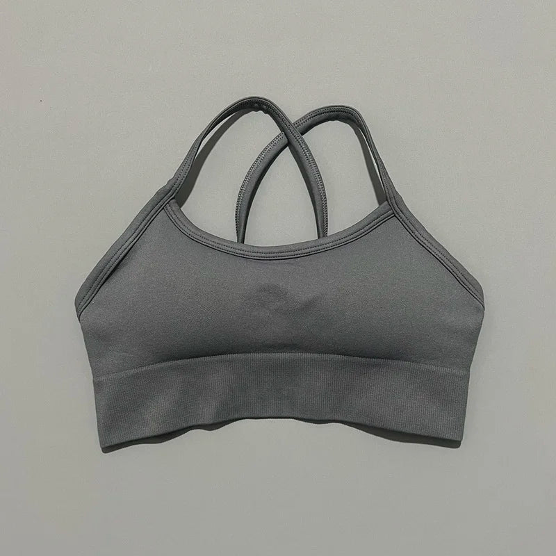 Bravellea Seamless Sports Bra - Push-Up Yoga Top with Removable Pads