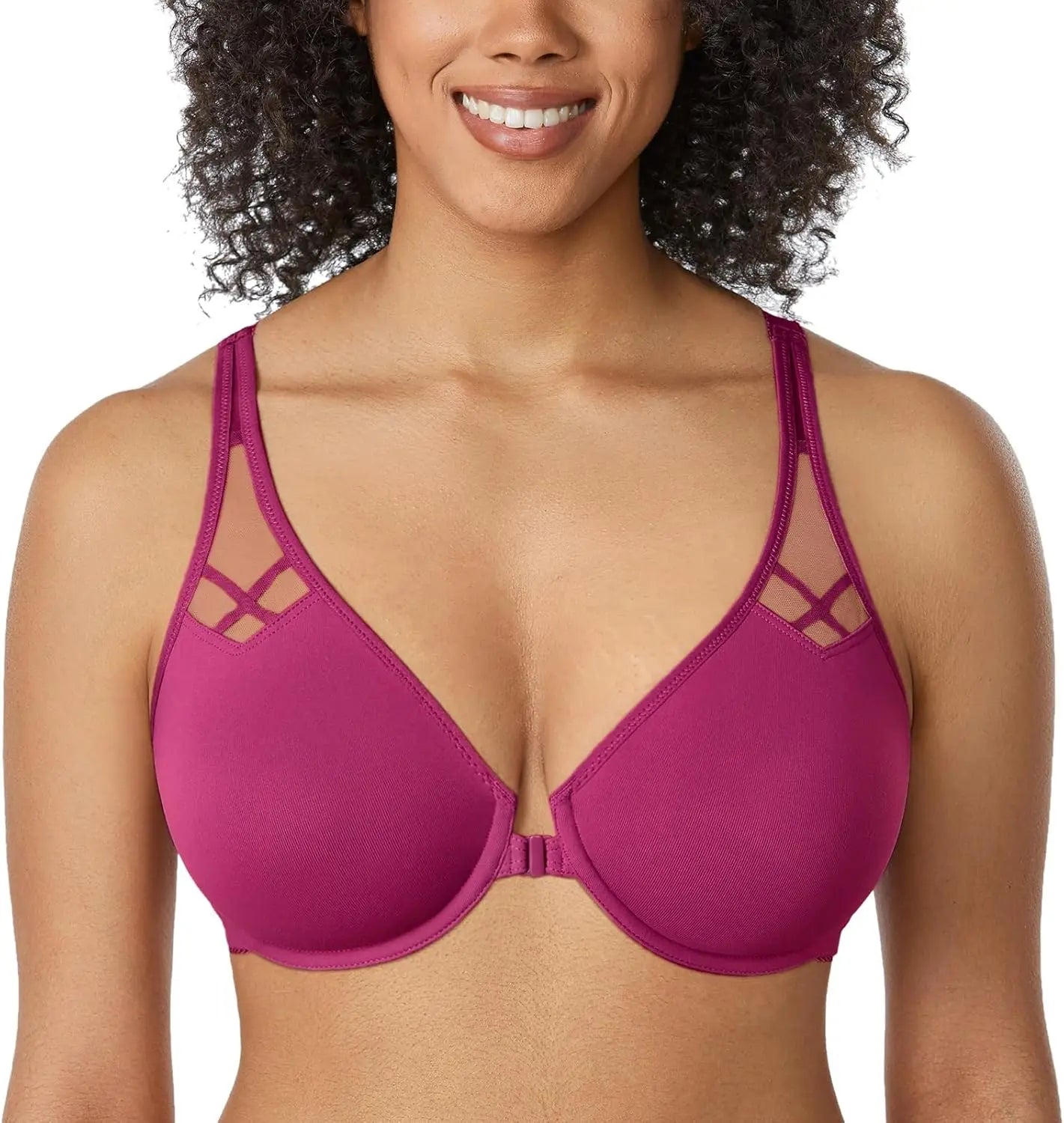Bravellea Front Closure Racerback Bra - Plus Size Full Coverage Underwire