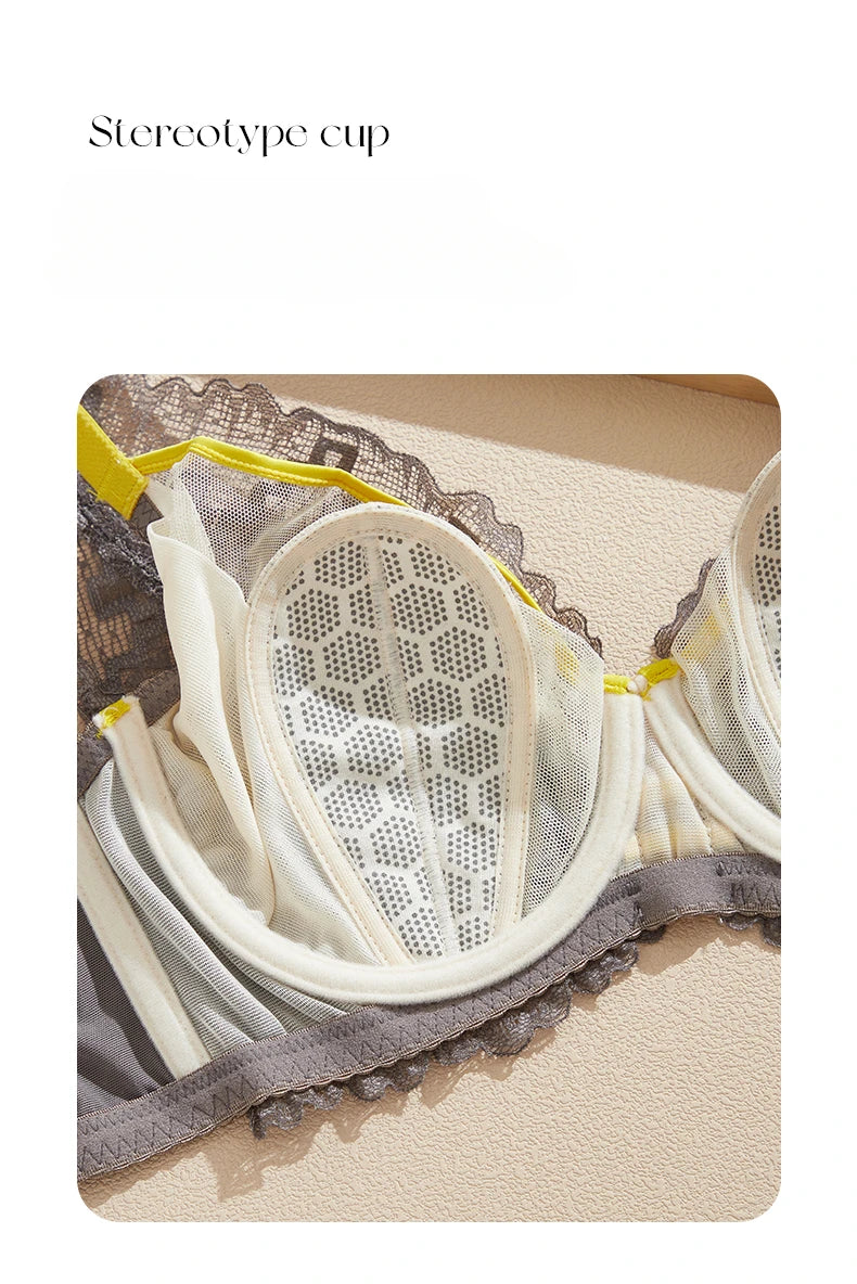 Bravellea Elegant Lace Plunge Bra - 3/4 Cup Unlined Underwire A-I Cup