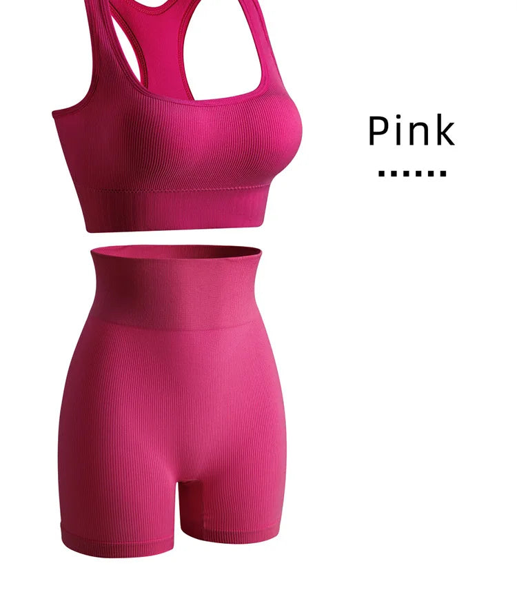 Bravellea Wireless Sports Bra & Panty Set - Seamless Crop Top Fitness Lingerie.