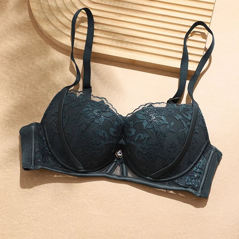 Autumn Winter Women’s Push Up Lace Bra Comfort Padded Underwire Bra Lift Up Add One Cup FW6052.