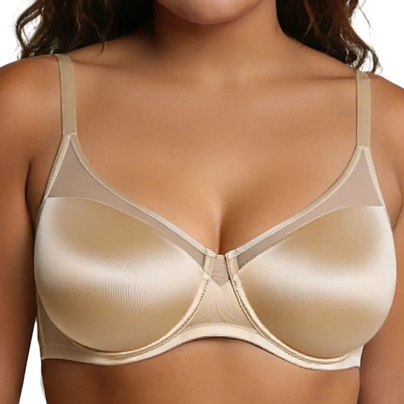 Bravellea Seamless Underwire Full Coverage Bra - Unlined Lace Comfort Push-Up