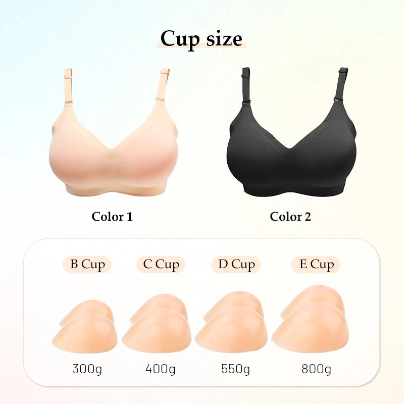 Bravellea Silicone Breast Form Bra - Crossdresser B-E Cup Detachable Cosplay