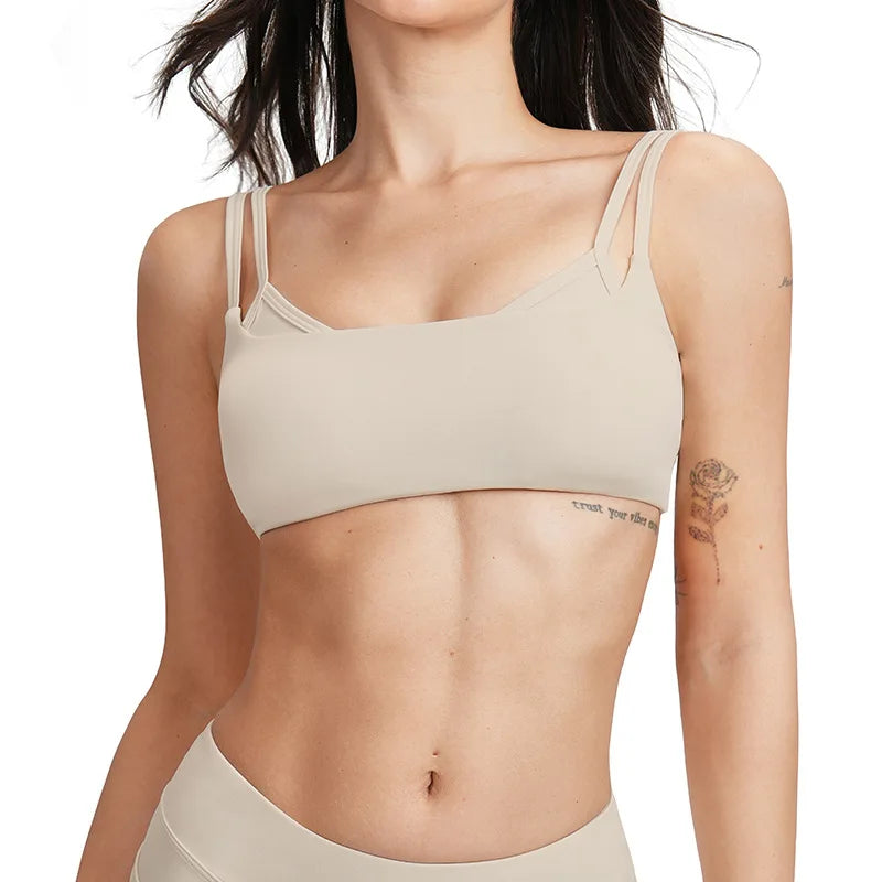Bravellea Sexy Double Shoulder Strap Yoga Vest - Chest Cushion Sports Bra