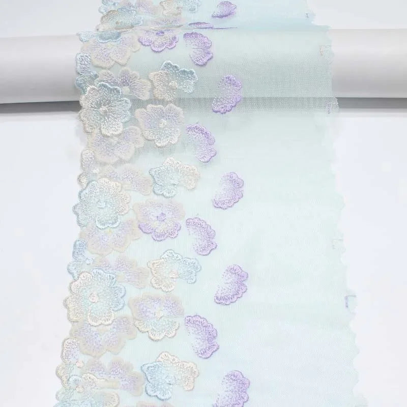 Bravellea Mesh Tulle Embroidered Lace 18.5cm - Wide Trim for Bra Dress Fabric