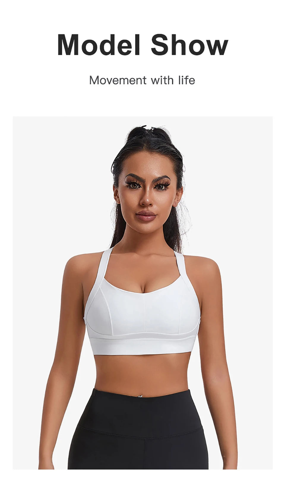 Bravellea High Impact Sports Bra - Criss Cross Back Shockproof Workout Top