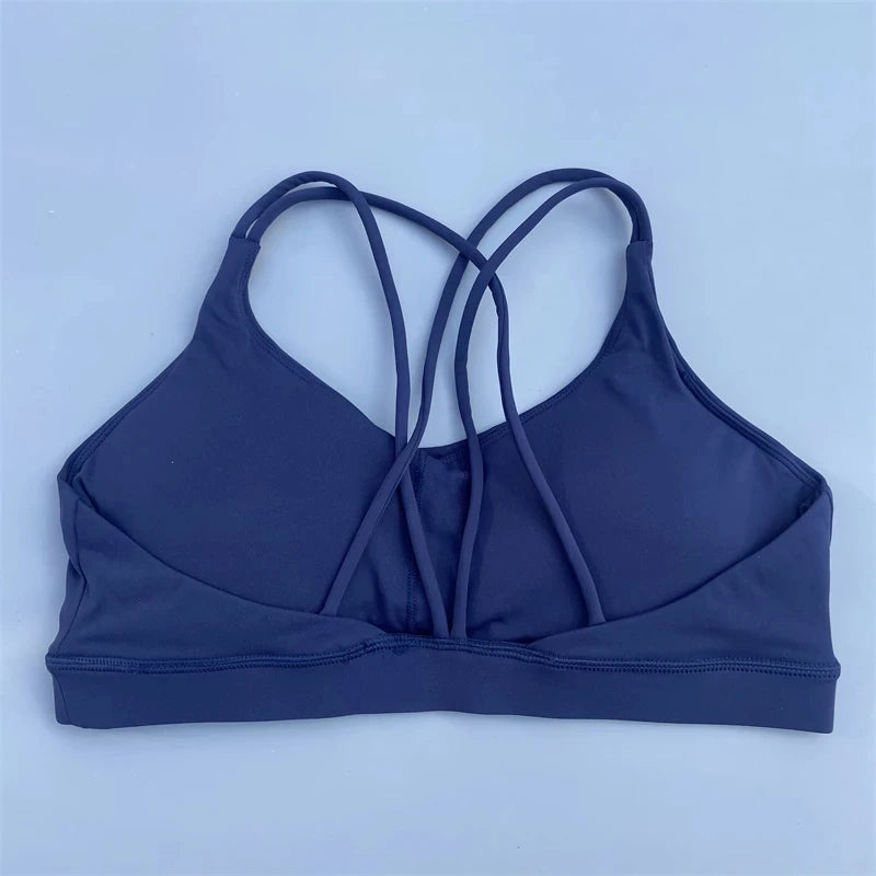 Bravellea Solid Color High Strength Sports Bra - Soft Tight Fitness Top with Chest Pad