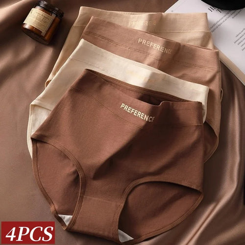 Bravellea Plus Size Cotton Panties 4-Pack - High Waist Breathable Briefs.
