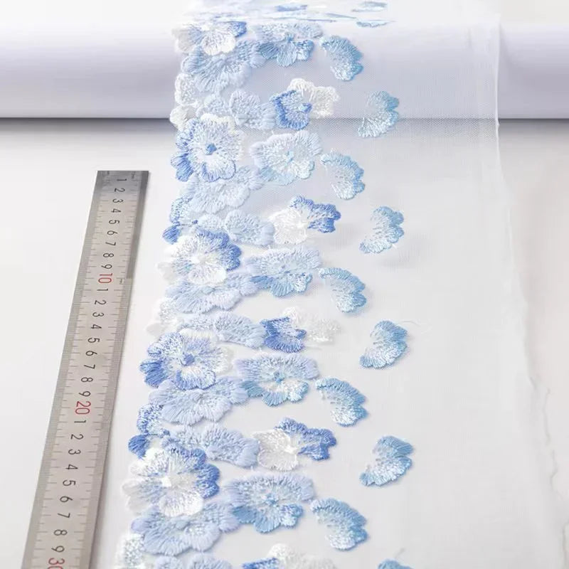 Bravellea Mesh Tulle Embroidered Lace 18.5cm - Wide Trim for Bra Dress Fabric