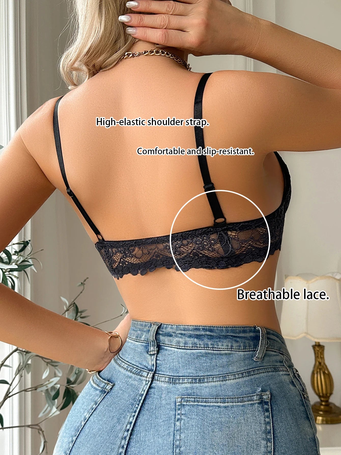 Bravellea Fashion Lace Splicing Bra - Modern Underwired Push-Up Elegant Lingerie
