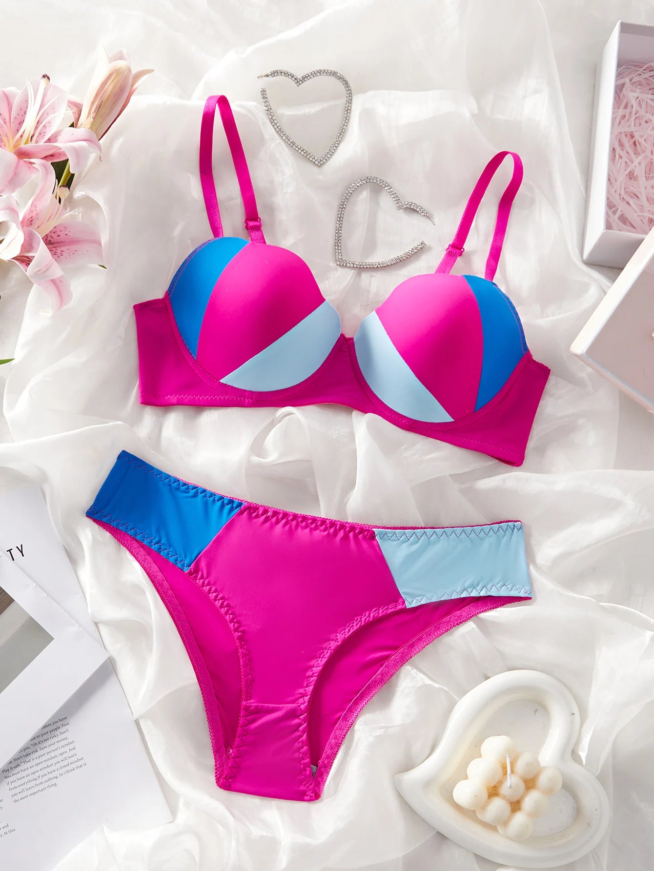 Bravellea Beach Swimwear Set - Underwire Push-Up Bra & Panty with Shell Cup.