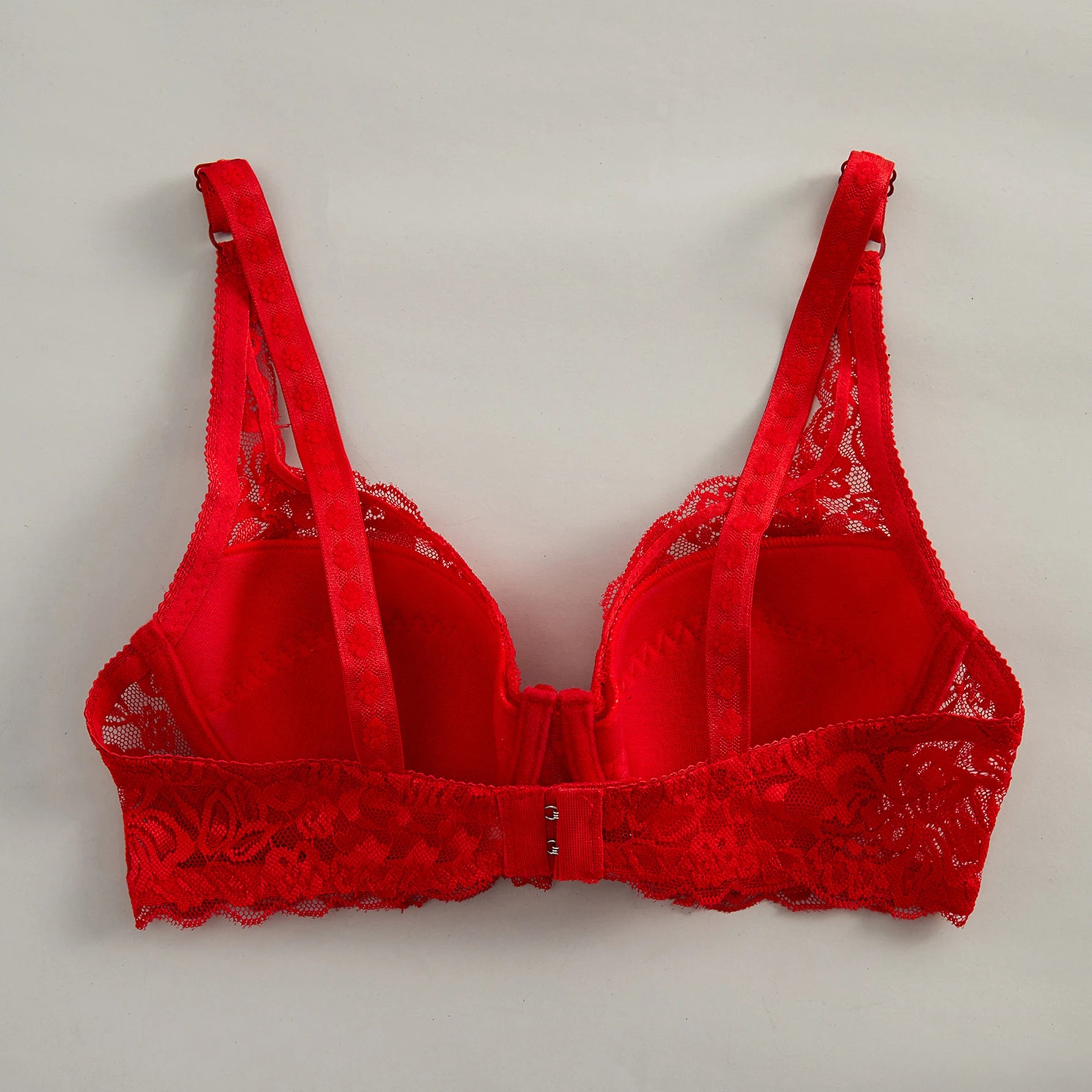 Bravellea Solid Color Bow Decor Bra - Push-Up Underwire Lace Adjustable