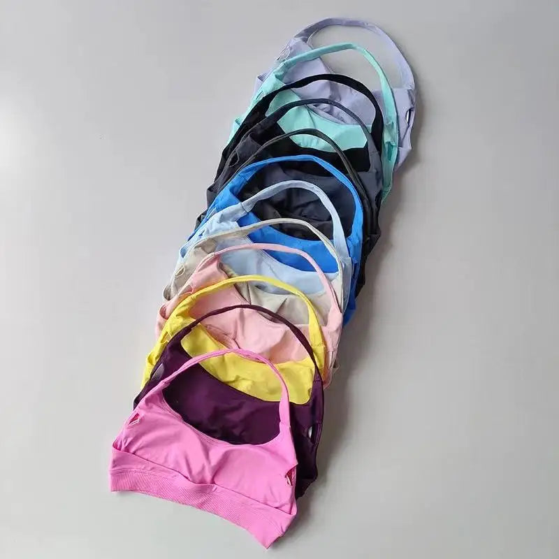 Bravellea Shockproof Seamless Halter Sports Bra - Open Back Push-Up Top