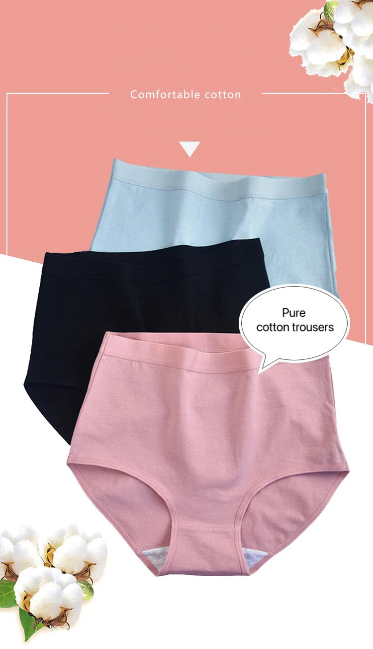 Bravellea Plus Size Cotton Panties 3-Pack - High Waist Breathable Briefs.