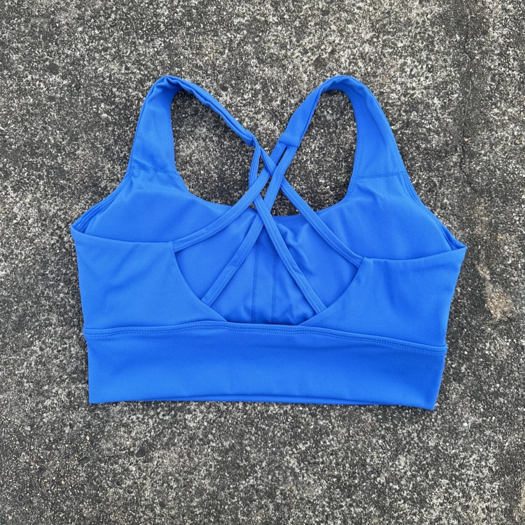 Bravellea Gym Yoga Sports Bra - Cross Back High Strength Padded Workout Top.