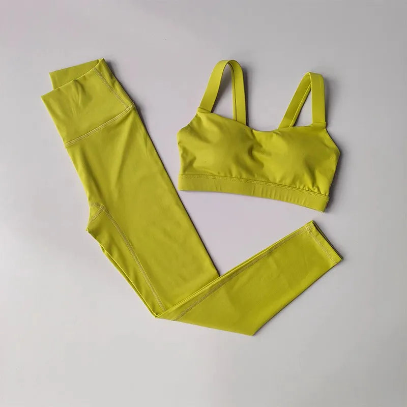 Bravellea Seamless Yoga Set - 2-Piece Push-Up Bra & High Waist Leggings
