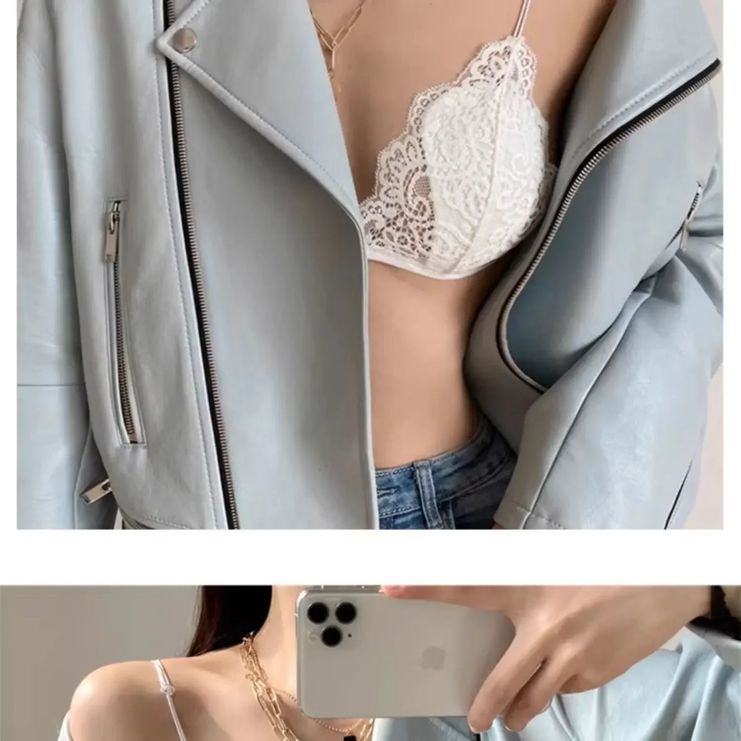 Bravellea Sexy Lace Triangle Bra - Wireless Transparent White/Black Bralette