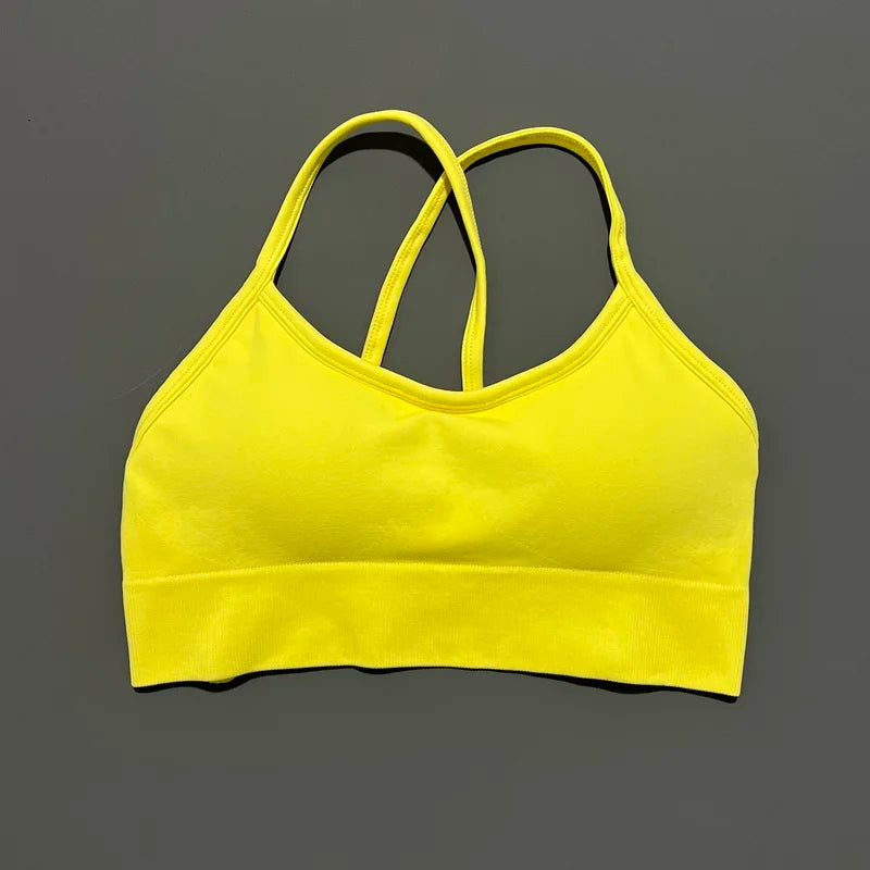 Bravellea Seamless Sports Bra - Push-Up Yoga Top with Removable Pads