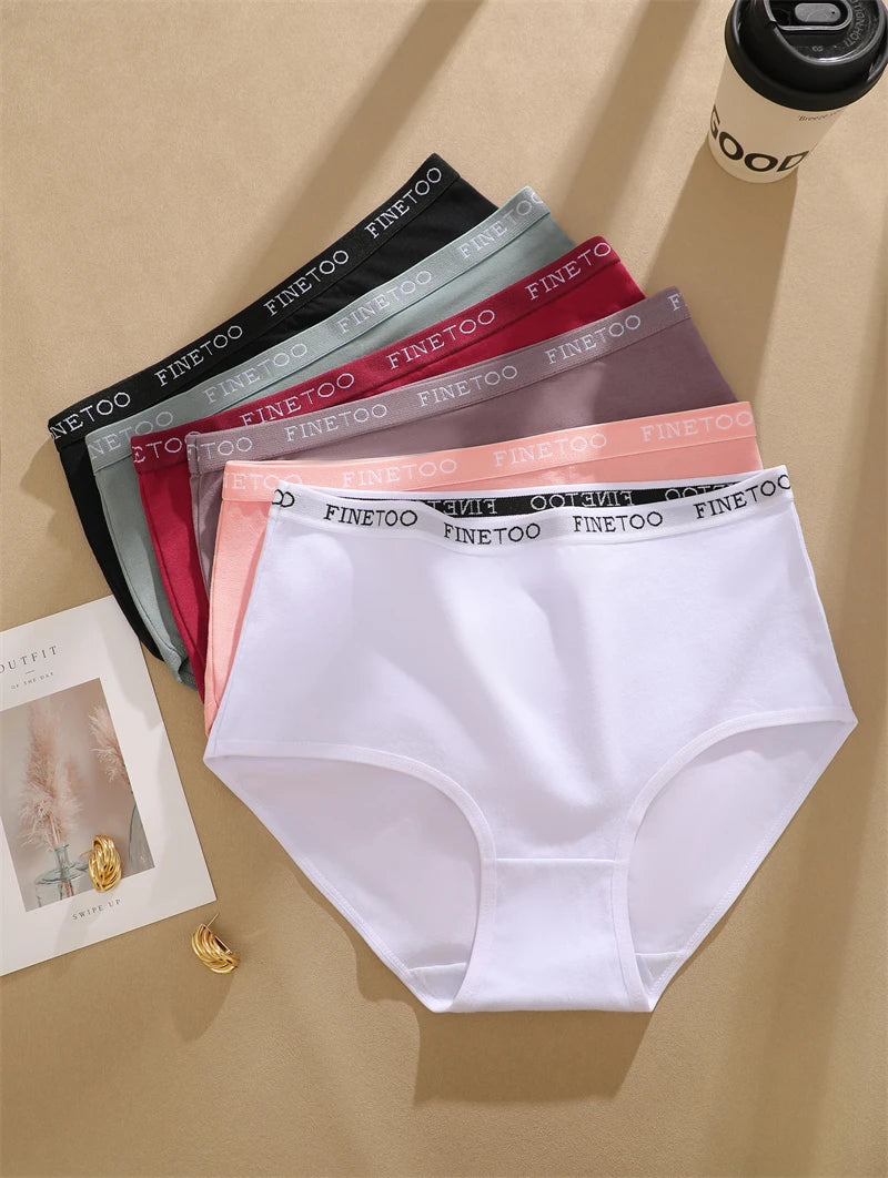 Bravellea Cotton Panties 6-Pack - Seamless High Waist Breathable Briefs Plus Size.
