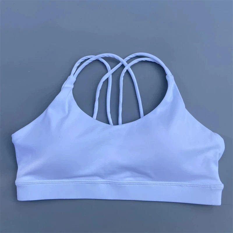 Bravellea Solid Color High Strength Sports Bra - Soft Tight Fitness Top with Chest Pad