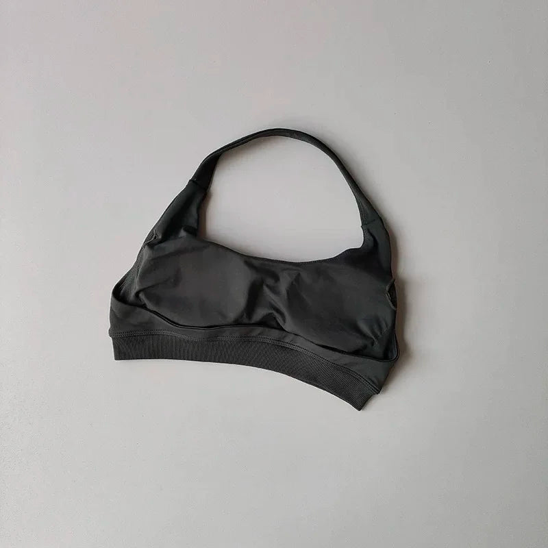 Bravellea Shockproof Seamless Halter Sports Bra - Open Back Push-Up Top