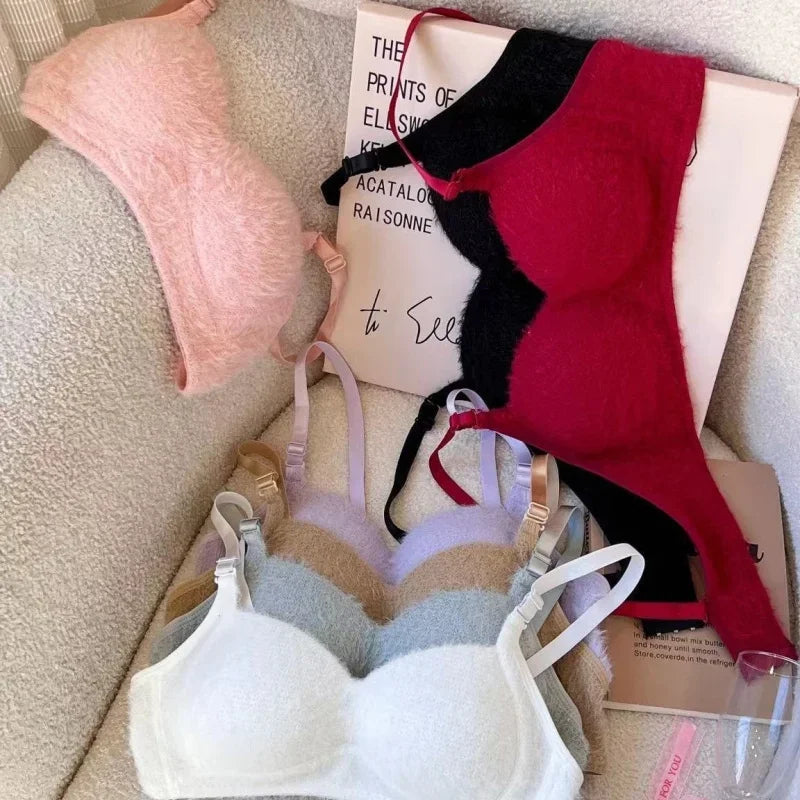 Bravellea Winter Fluffy Gathering Bra - Wireless Comfort Push-Up for Girls