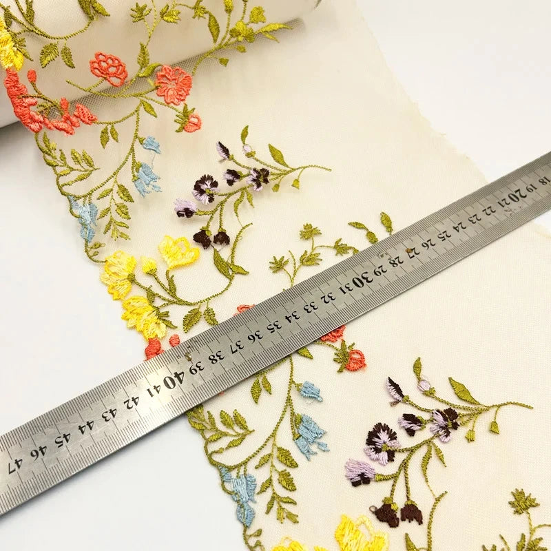 Bravellea Embroidered Tulle Trim 1 Yard - Soft Mesh Lace for Lingerie Crafts