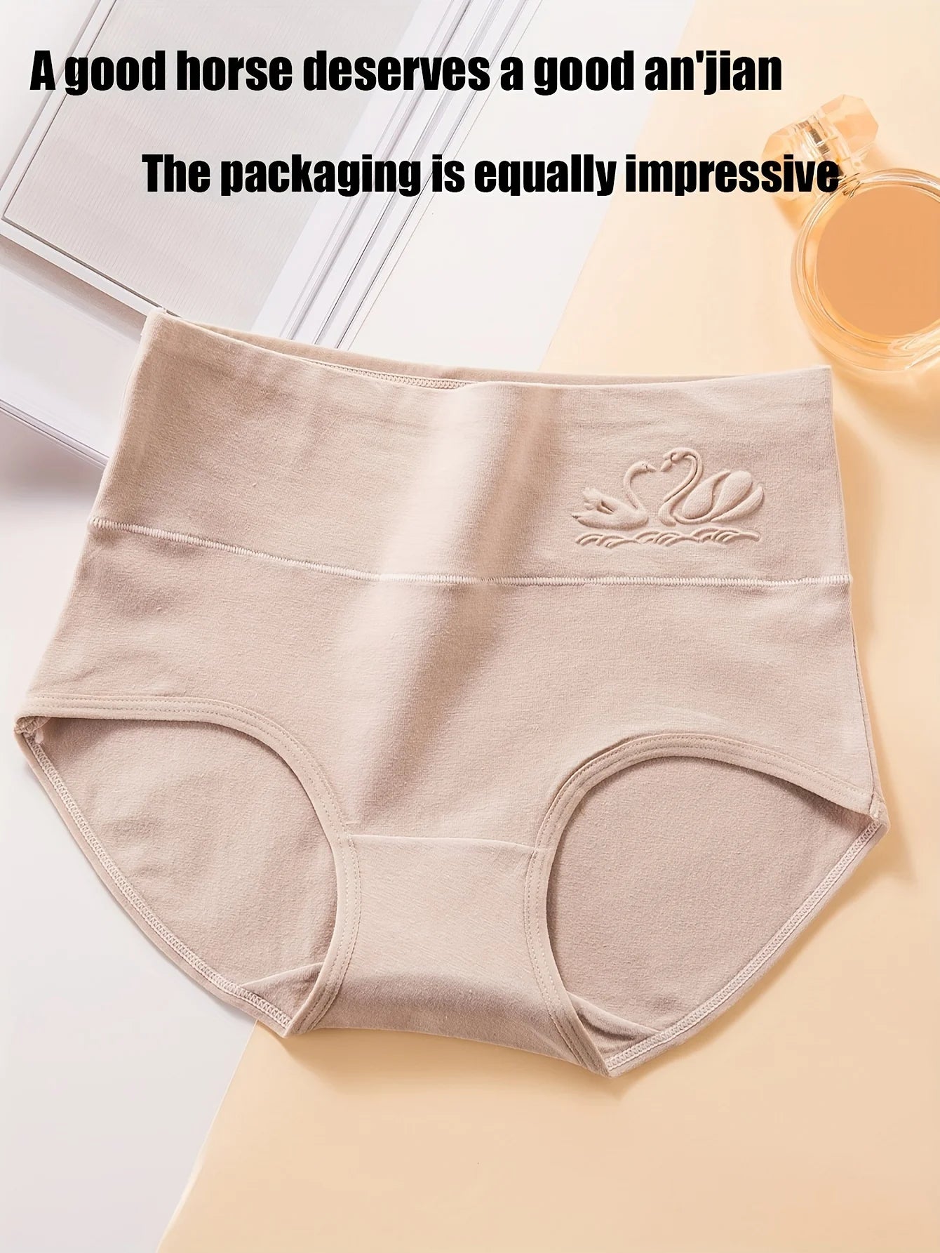 Bravellea Cotton High Waist Panties 4-Pack - Soft Breathable Tummy Control Briefs.
