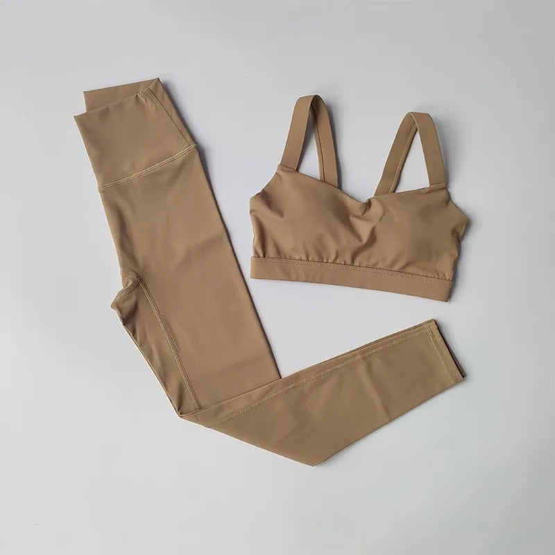 Bravellea Seamless Yoga Set - 2-Piece Push-Up Bra & High Waist Leggings