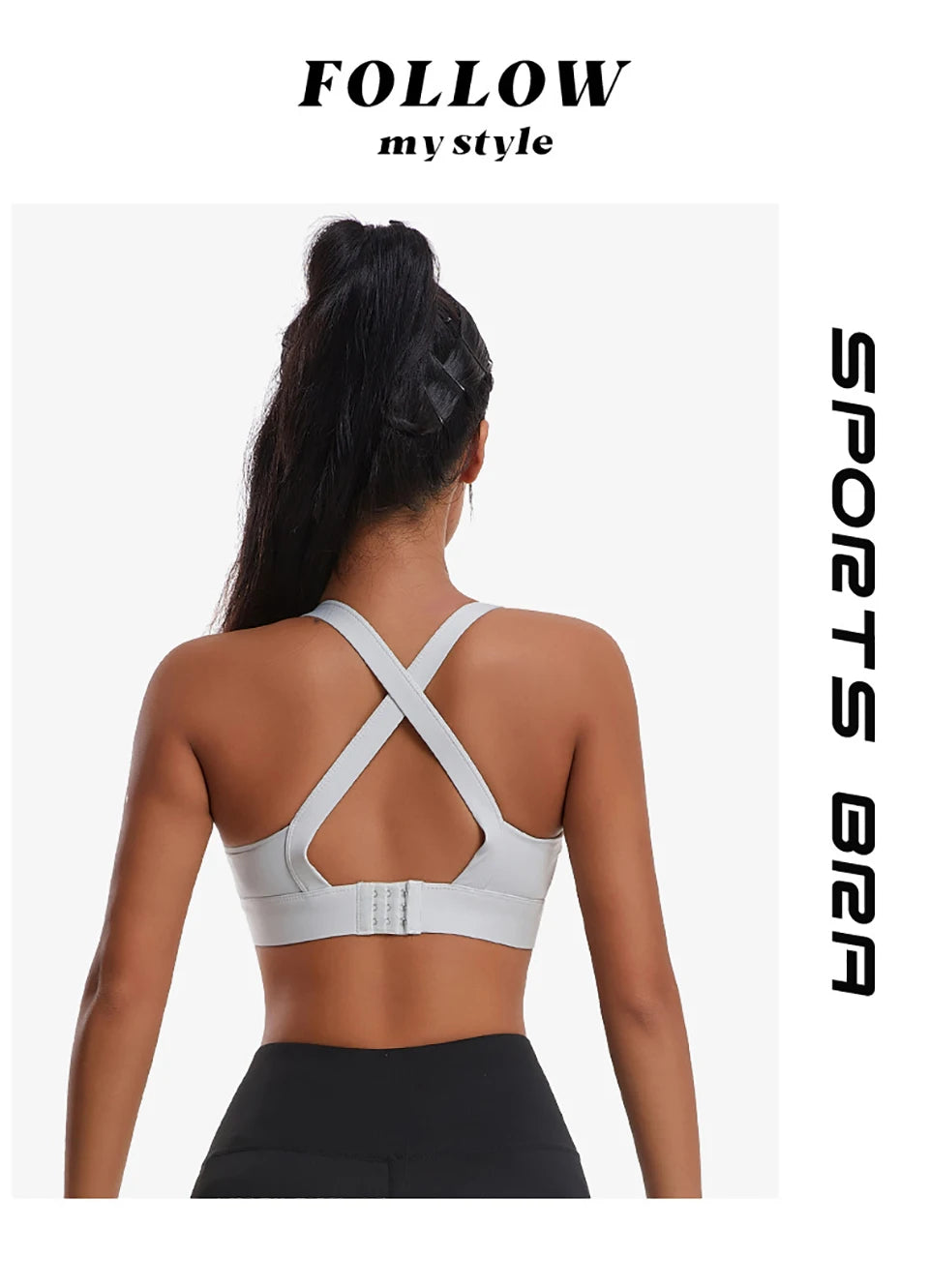 Bravellea High Impact Sports Bra - Criss Cross Back Shockproof Workout Top