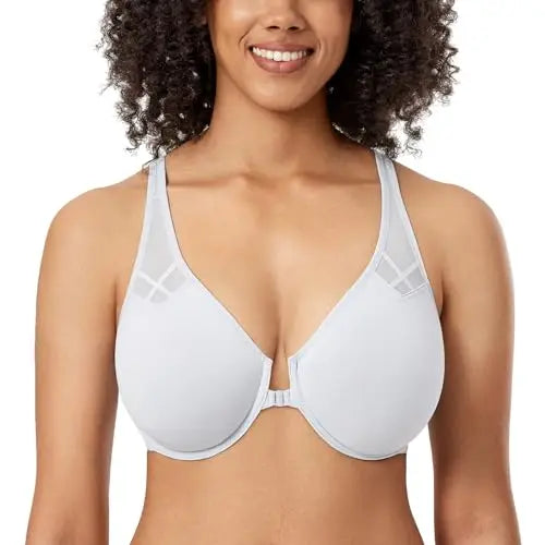 Bravellea Front Closure Racerback Bra - Plus Size Full Coverage Underwire