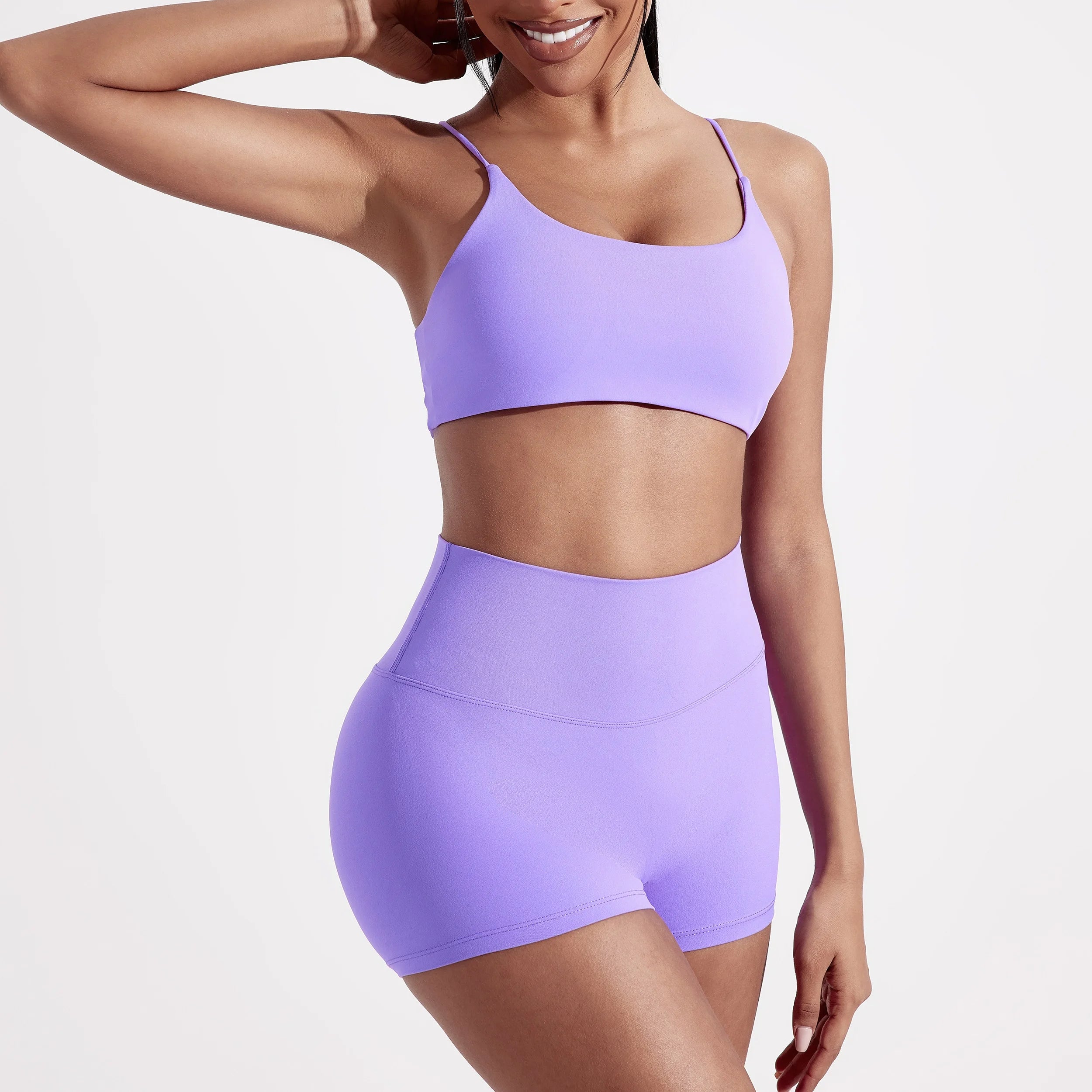 Bravellea Solid Color Gym Yoga Bra - Cross Back High Strength Sports Top.