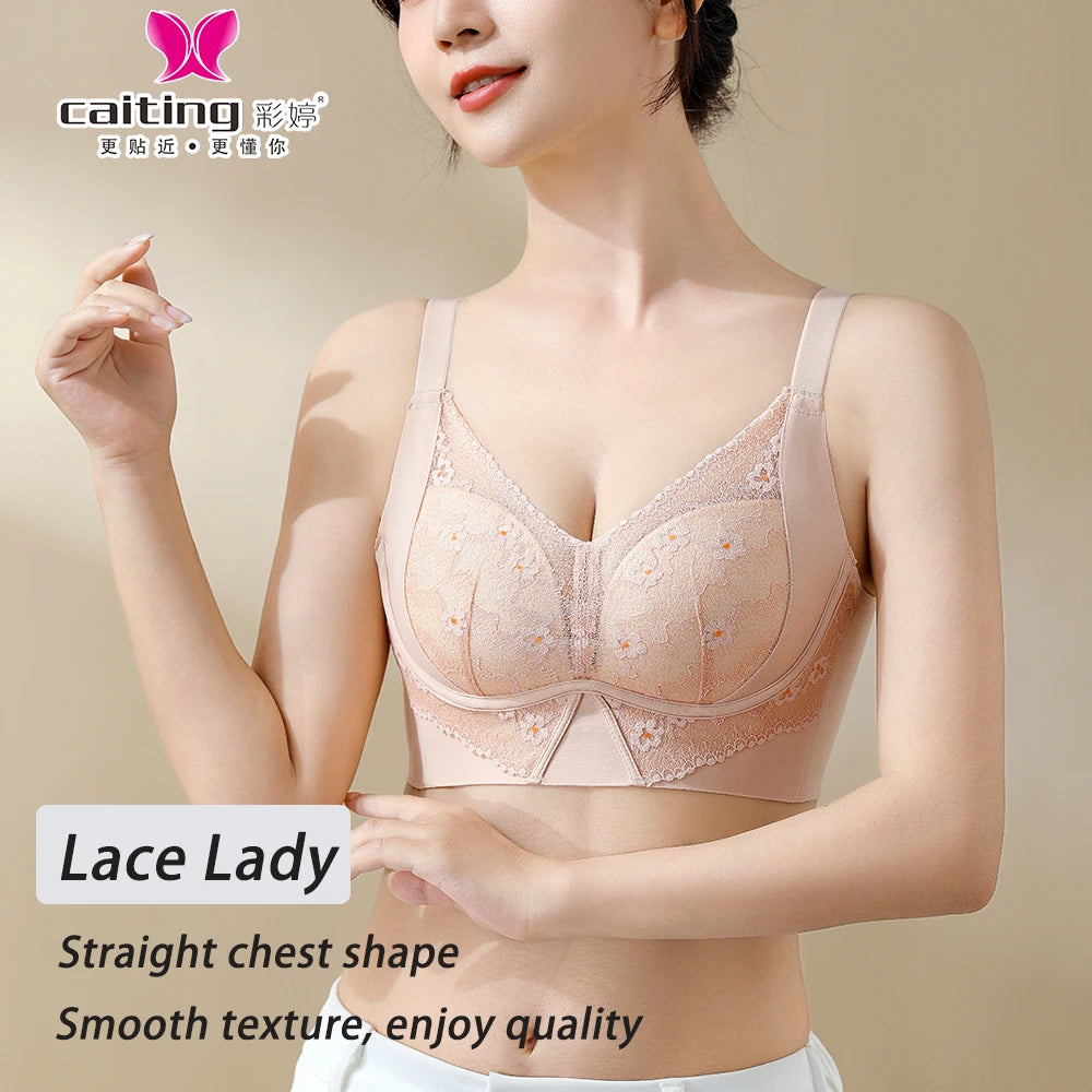 Bravellea Wireless Adjustable Lace Bra - Push-Up Anti-Sagging Sexy Lingerie