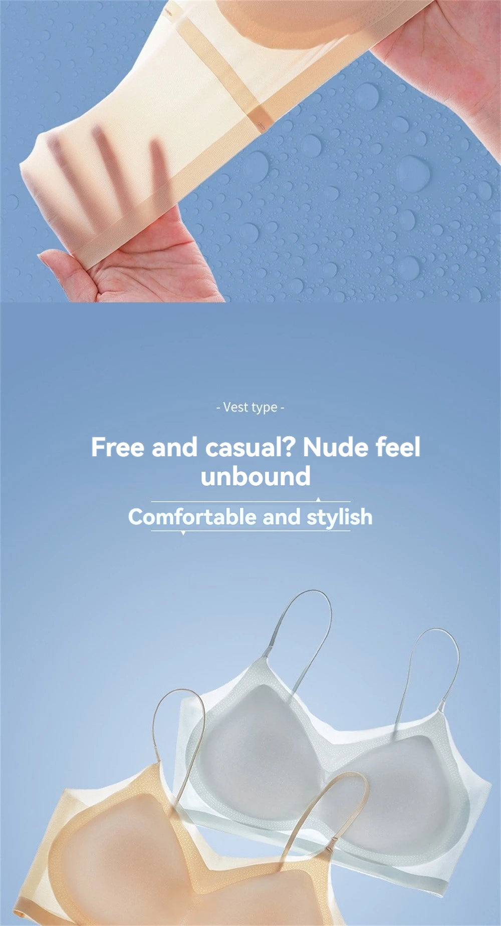 Bravellea Ice Silk Halter Bra - Ultra-Thin Breathable Seamless Wrap Vest