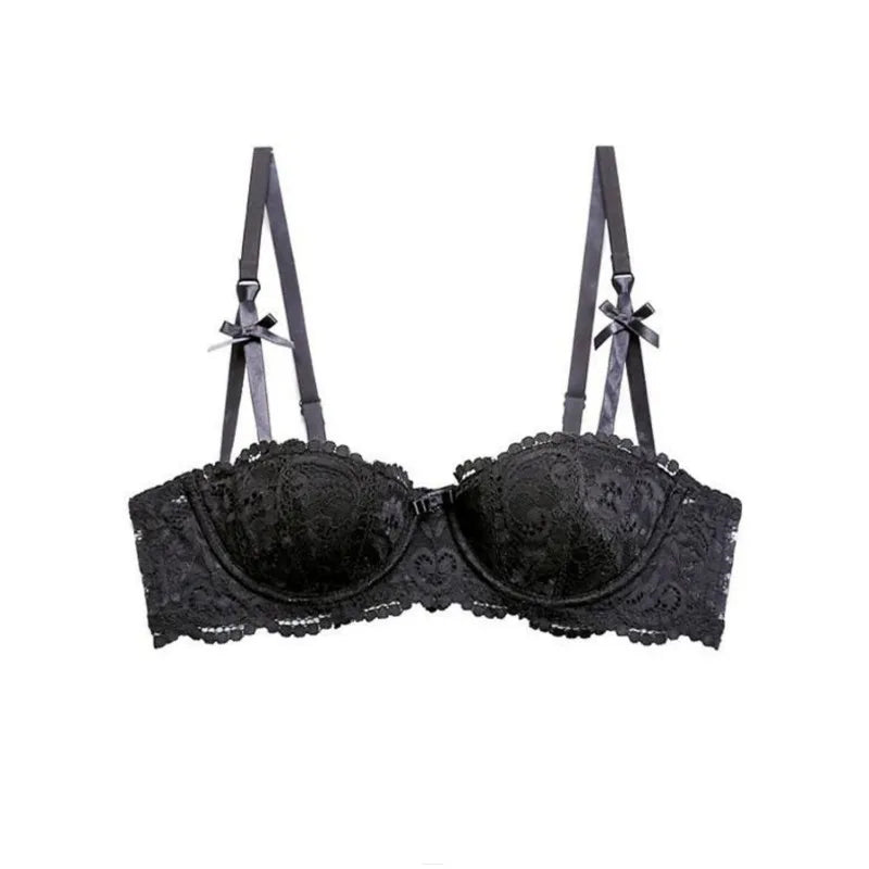 Bravellea Sexy Lace Half Cup Bra - French Style Deep V Push-Up Bralette