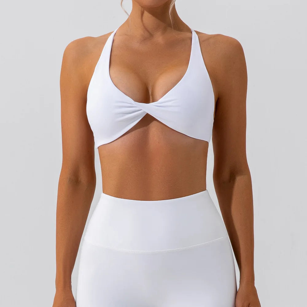 Bravellea Crease Sports Bra - Sexy Back Cross Breathable Running Top